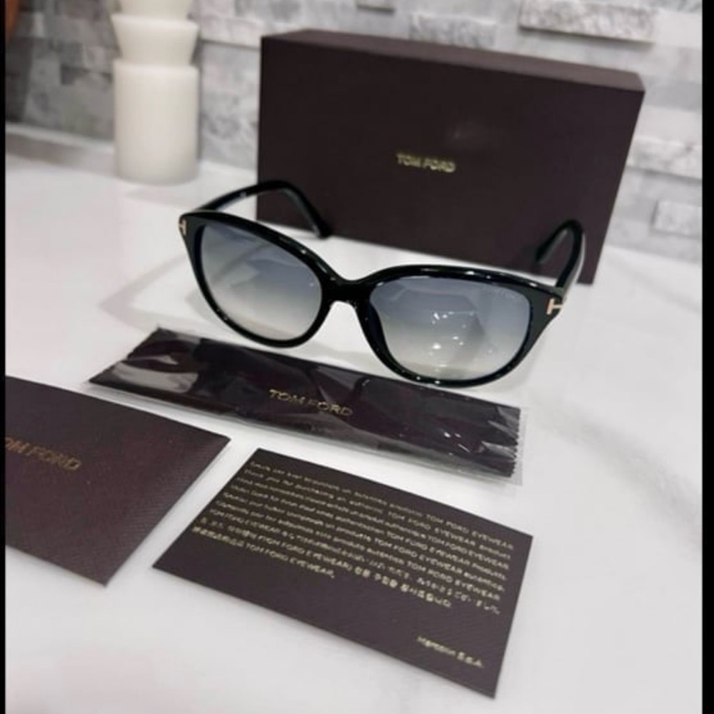 Tom Ford Karmen Smoke Gradient Oval Ladies Sunglasses- FT0329 01B 57-